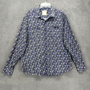 Alexander‎ Jordan Shirt Mens XL Blue Floral Long Sleeves Casual Button Down